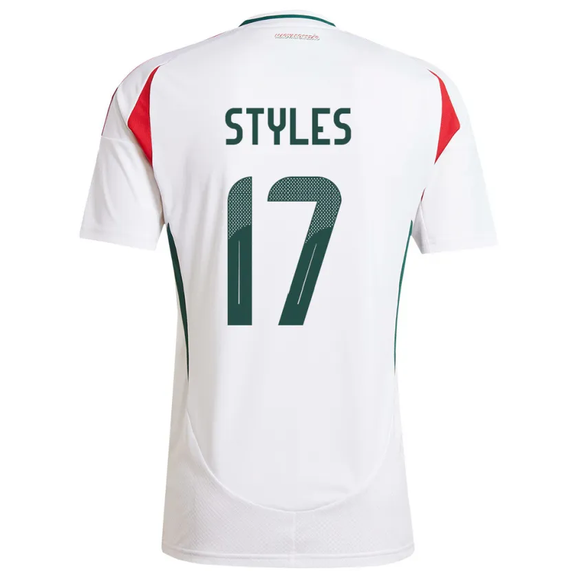 Danxen Męski Węgry Callum Styles #17 Biały Wyjazdowa Koszulka 24-26 Koszulki Klubowe