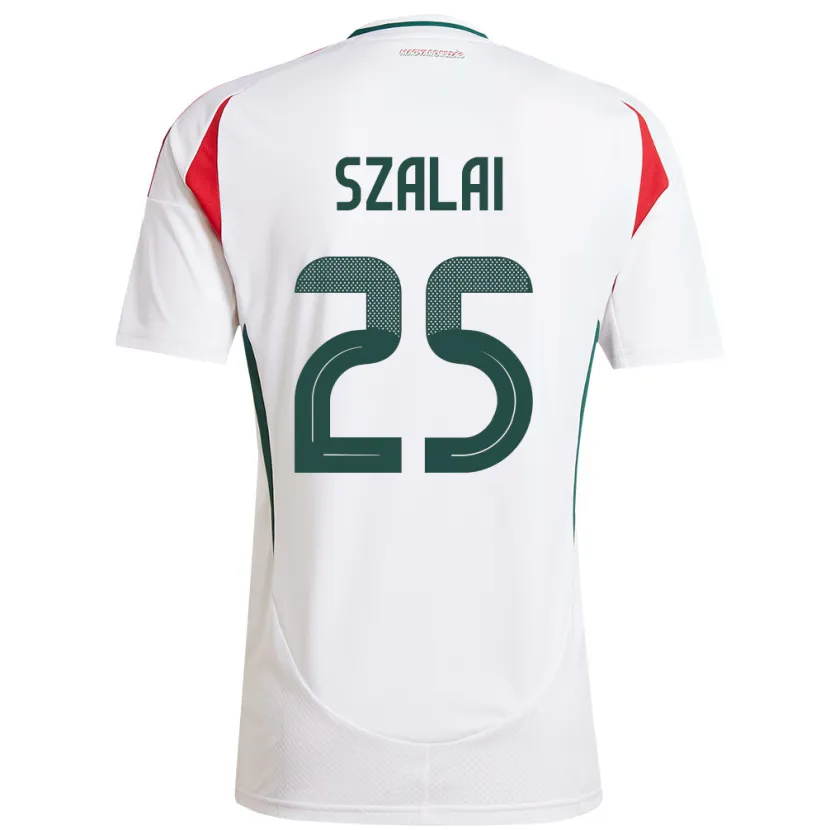 Danxen Męski Węgry Gábor Szalai #25 Biały Wyjazdowa Koszulka 24-26 Koszulki Klubowe