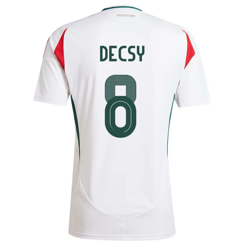 Danxen Męski Węgry Ádám Décsy #8 Biały Wyjazdowa Koszulka 24-26 Koszulki Klubowe