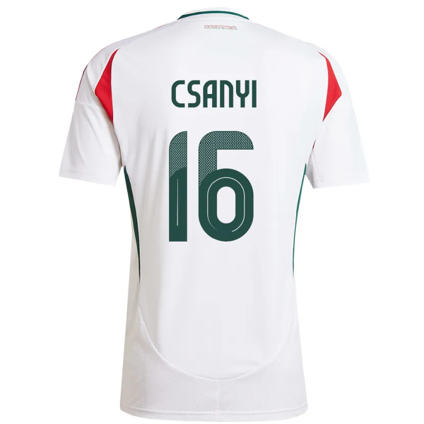 Danxen Męski Węgry Diána Csányi #16 Biały Wyjazdowa Koszulka 24-26 Koszulki Klubowe