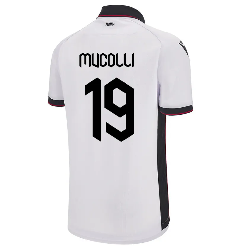 Danxen Męski Albania Arbnor Mucolli #19 Biały Wyjazdowa Koszulka 24-26 Koszulki Klubowe