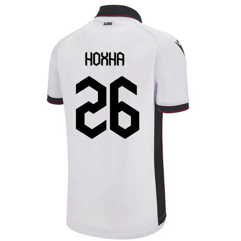 Danxen Męski Albania Arbër Hoxha #26 Biały Wyjazdowa Koszulka 24-26 Koszulki Klubowe
