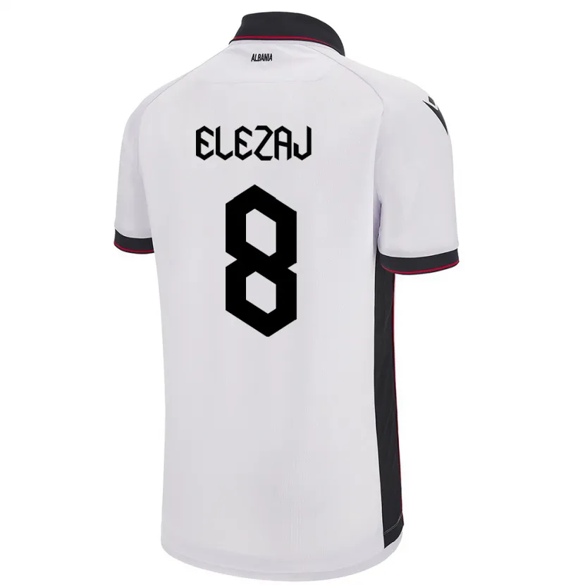 Danxen Męski Albania Endrina Elezaj #8 Biały Wyjazdowa Koszulka 24-26 Koszulki Klubowe
