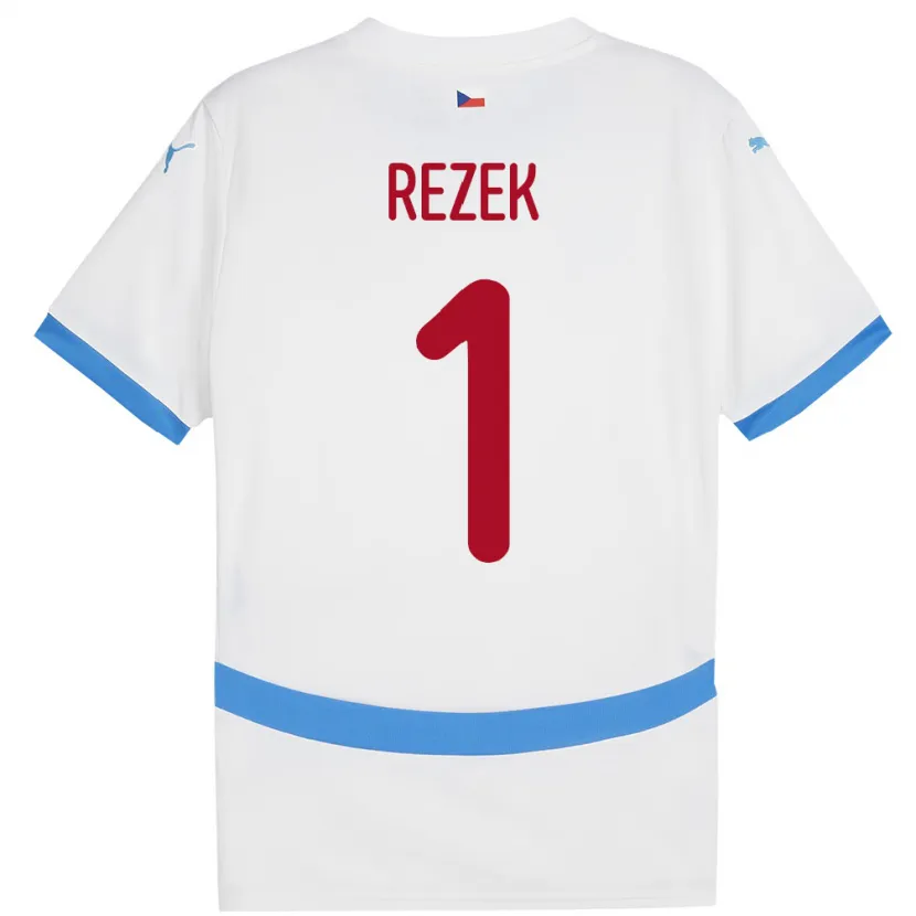 Danxen Męski Czechy Adam Rezek #1 Biały Wyjazdowa Koszulka 24-26 Koszulki Klubowe