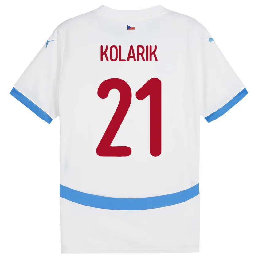 Danxen Męski Czechy Josef Kolarik #21 Biały Wyjazdowa Koszulka 24-26 Koszulki Klubowe