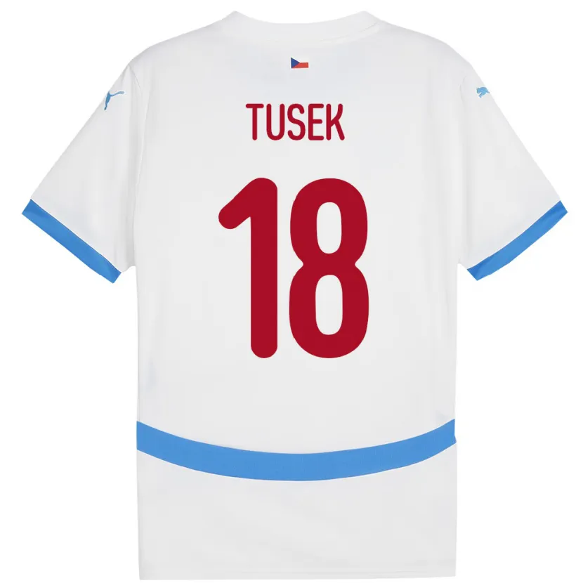 Danxen Męski Czechy Adam Tusek #18 Biały Wyjazdowa Koszulka 24-26 Koszulki Klubowe