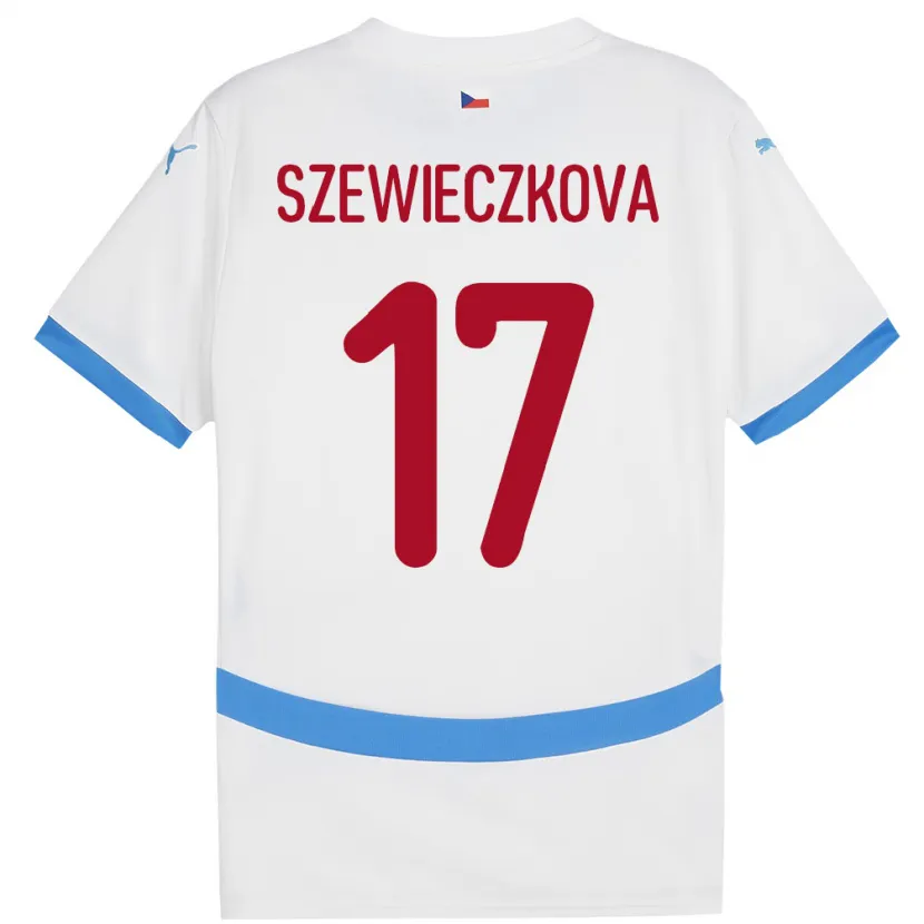 Danxen Męski Czechy Tereza Szewieczková #17 Biały Wyjazdowa Koszulka 24-26 Koszulki Klubowe