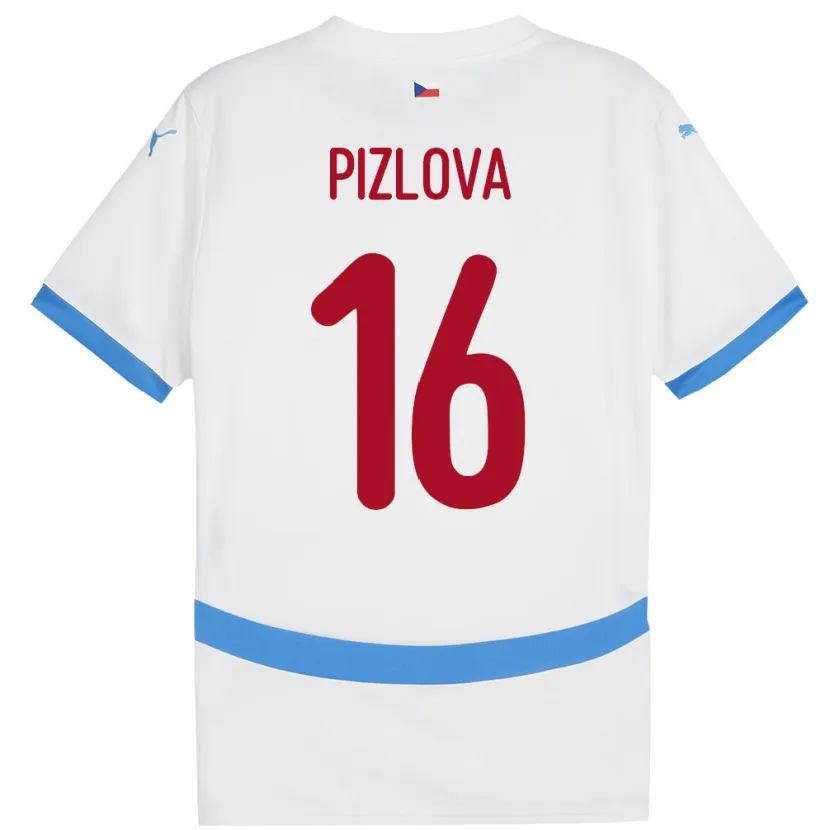 Danxen Męski Czechy Ivana Pižlová #16 Biały Wyjazdowa Koszulka 24-26 Koszulki Klubowe