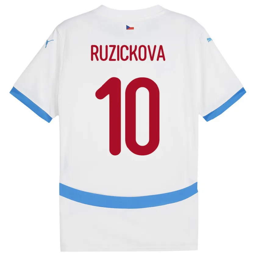 Danxen Męski Czechy Kristýna Růžičková #10 Biały Wyjazdowa Koszulka 24-26 Koszulki Klubowe