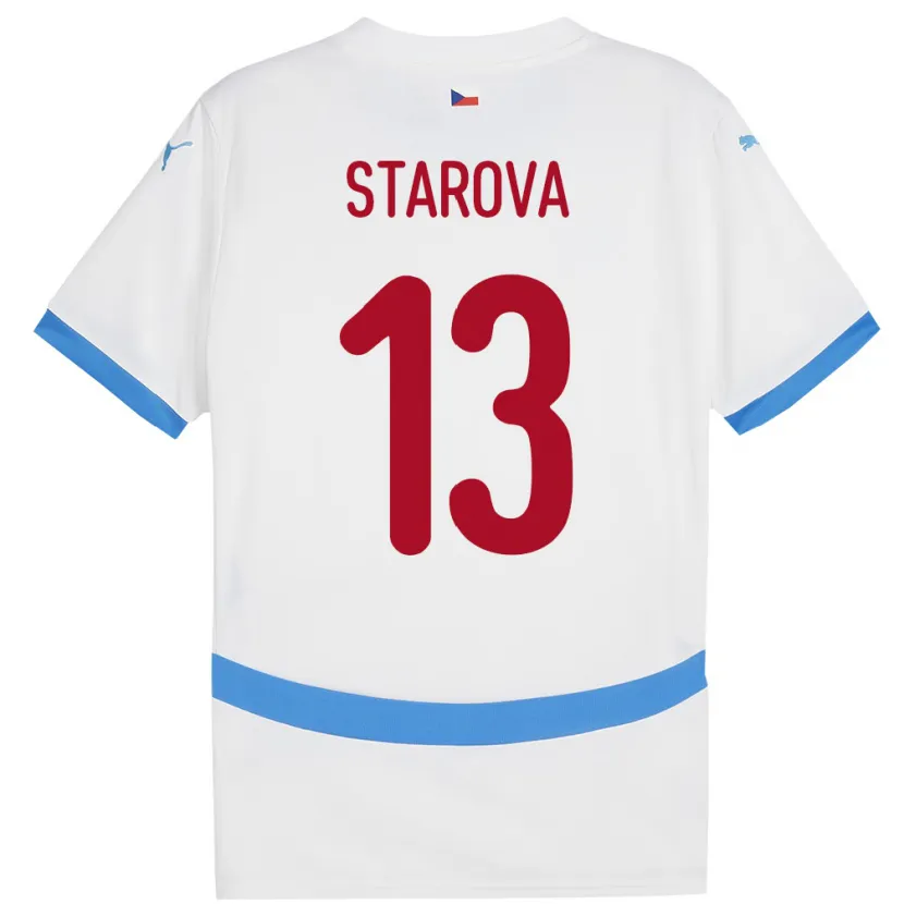 Danxen Męski Czechy Antonie Stárová #13 Biały Wyjazdowa Koszulka 24-26 Koszulki Klubowe