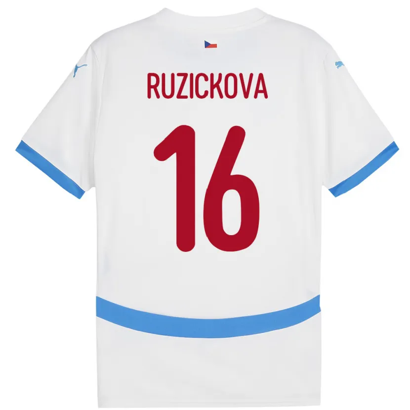 Danxen Męski Czechy Barbora Růžičková #16 Biały Wyjazdowa Koszulka 24-26 Koszulki Klubowe