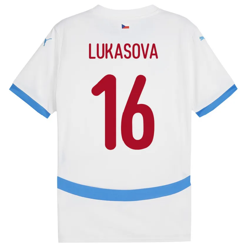 Danxen Męski Czechy Olivie Lukášová #16 Biały Wyjazdowa Koszulka 24-26 Koszulki Klubowe