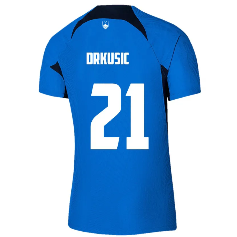 Danxen Męski Słowenia Vanja Drkusic #21 Niebieski Wyjazdowa Koszulka 24-26 Koszulki Klubowe