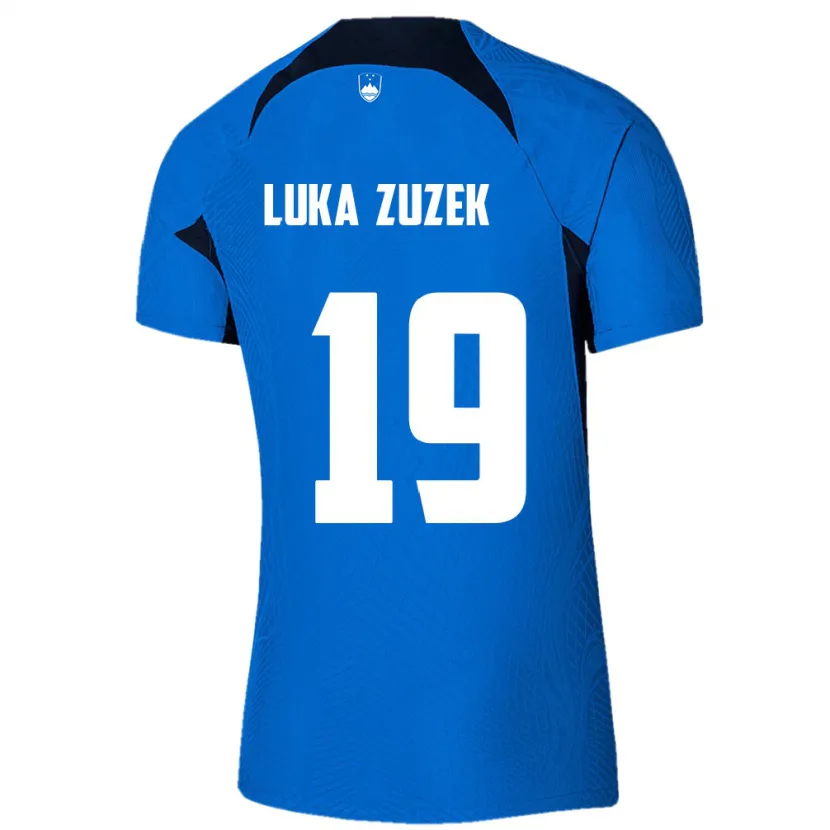Danxen Męski Słowenia Zan Luka Zuzek #19 Niebieski Wyjazdowa Koszulka 24-26 Koszulki Klubowe