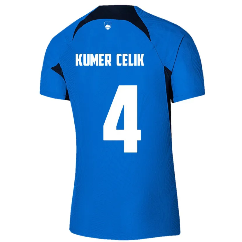 Danxen Męski Słowenia An Kumer Celik #4 Niebieski Wyjazdowa Koszulka 24-26 Koszulki Klubowe
