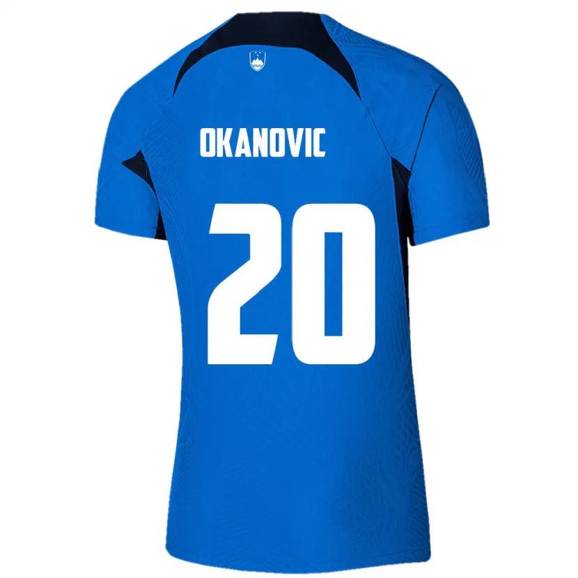 Danxen Męski Słowenia Deen Okanovic #20 Niebieski Wyjazdowa Koszulka 24-26 Koszulki Klubowe