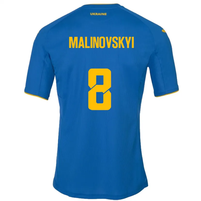 Danxen Męski Ukraina Ruslan Malinovskyi #8 Niebieski Wyjazdowa Koszulka 24-26 Koszulki Klubowe