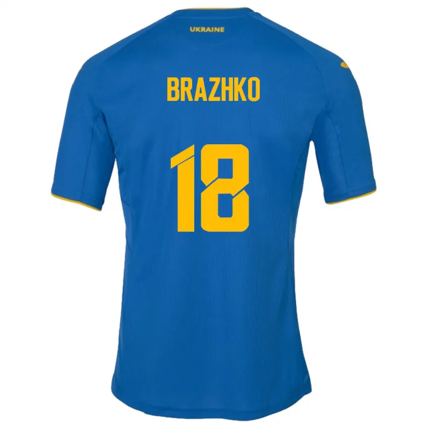Danxen Męski Ukraina Volodymyr Brazhko #18 Niebieski Wyjazdowa Koszulka 24-26 Koszulki Klubowe