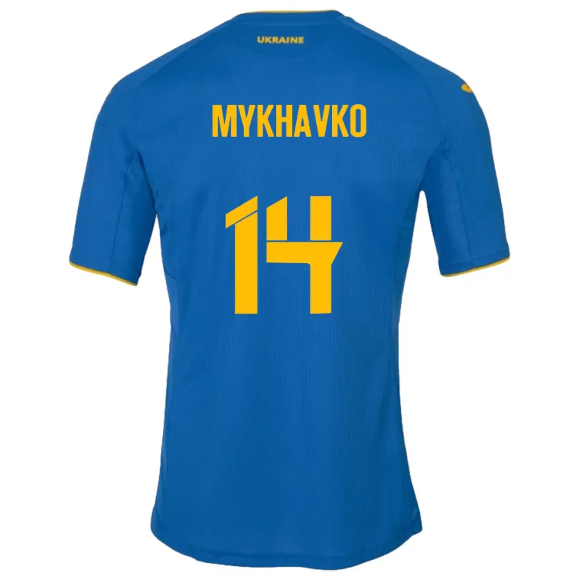 Danxen Męski Ukraina Taras Mykhavko #14 Niebieski Wyjazdowa Koszulka 24-26 Koszulki Klubowe