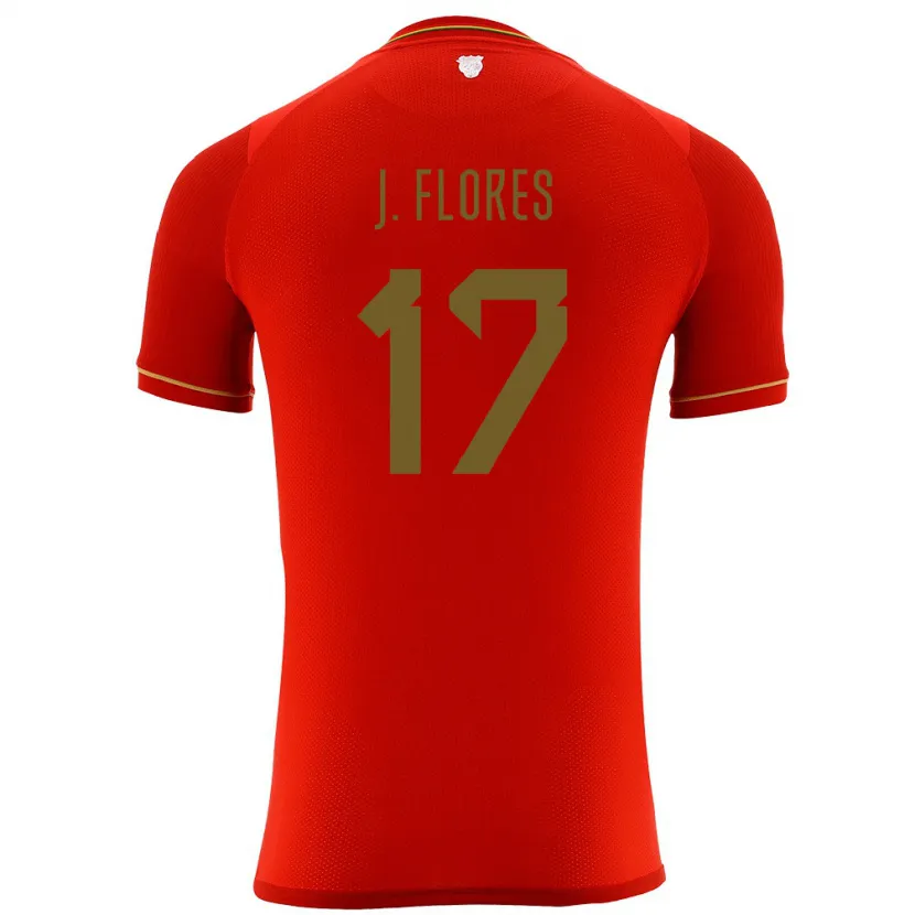 Danxen Męski Boliwia José Flores #17 Czerwony Wyjazdowa Koszulka 24-26 Koszulki Klubowe