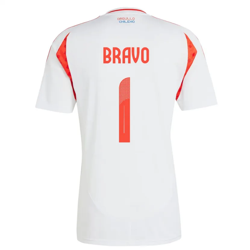 Danxen Męski Chile Claudio Bravo #1 Biały Wyjazdowa Koszulka 24-26 Koszulki Klubowe