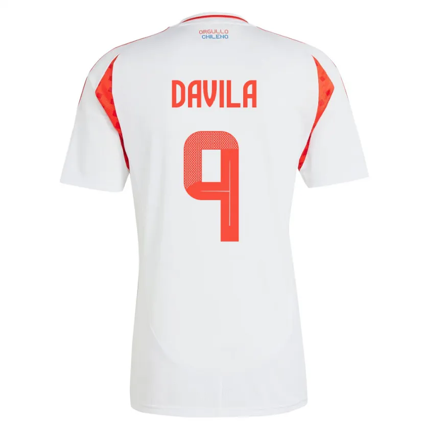 Danxen Męski Chile Víctor Dávila #9 Biały Wyjazdowa Koszulka 24-26 Koszulki Klubowe