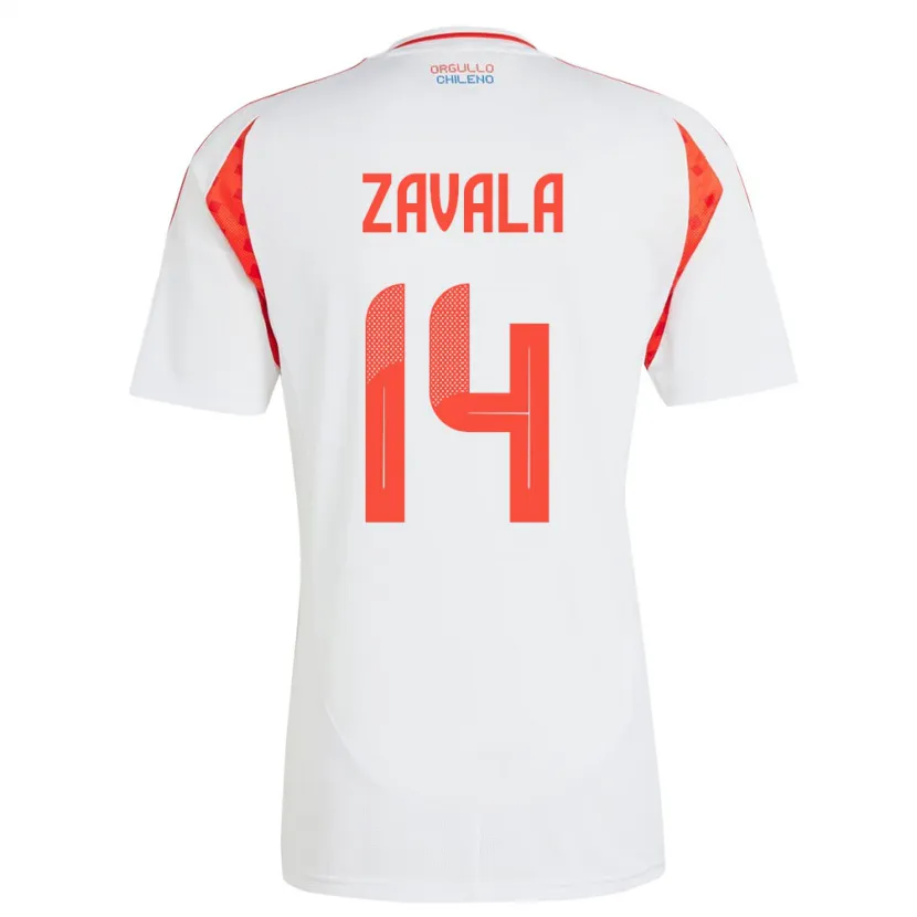 Danxen Męski Chile Cristián Zavala #14 Biały Wyjazdowa Koszulka 24-26 Koszulki Klubowe
