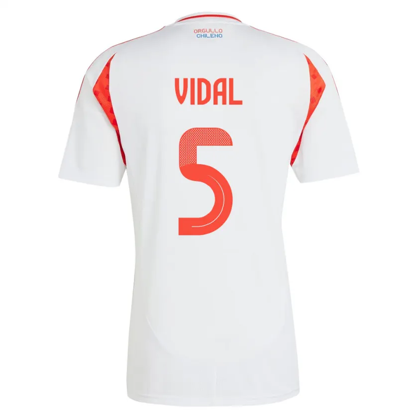 Danxen Męski Chile Valentín Vidal #5 Biały Wyjazdowa Koszulka 24-26 Koszulki Klubowe