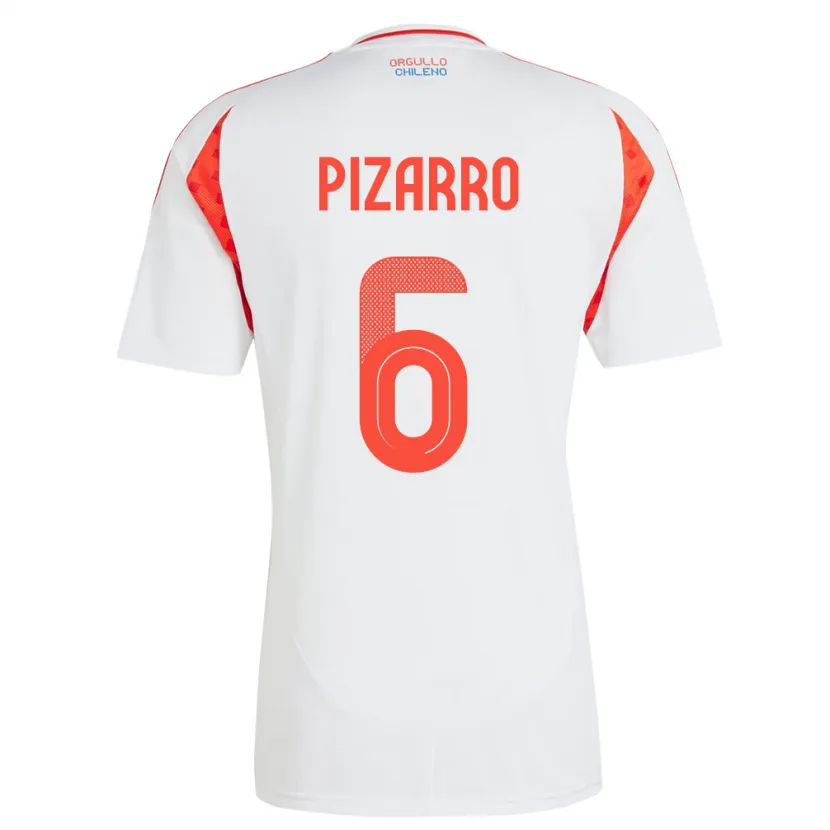 Danxen Męski Chile Vicente Pizarro #6 Biały Wyjazdowa Koszulka 24-26 Koszulki Klubowe