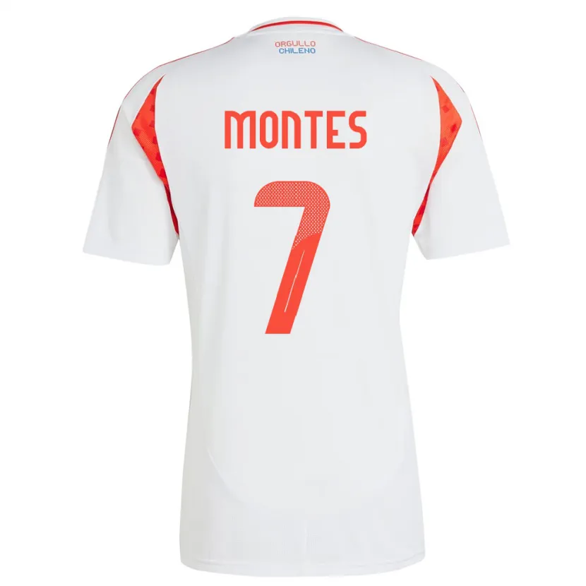 Danxen Męski Chile Clemente Montes #7 Biały Wyjazdowa Koszulka 24-26 Koszulki Klubowe