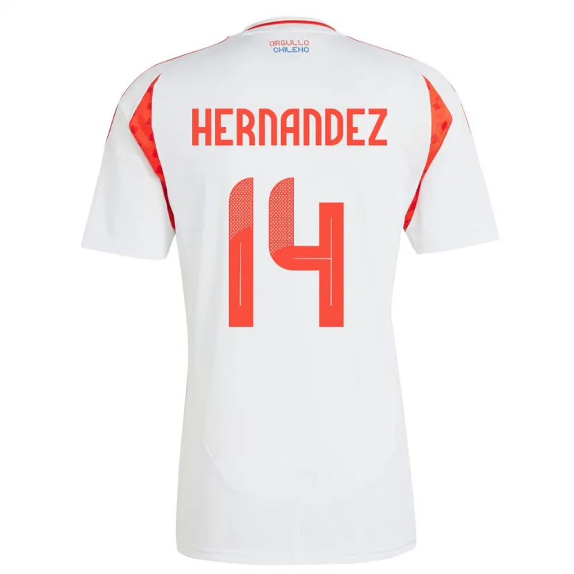 Danxen Męski Chile Leandro Hernández #14 Biały Wyjazdowa Koszulka 24-26 Koszulki Klubowe