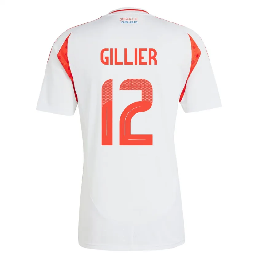 Danxen Męski Chile Thomas Gillier #12 Biały Wyjazdowa Koszulka 24-26 Koszulki Klubowe