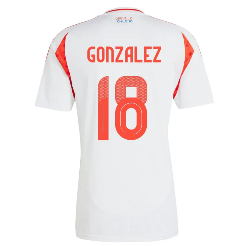 Danxen Męski Chile Bryan González #18 Biały Wyjazdowa Koszulka 24-26 Koszulki Klubowe