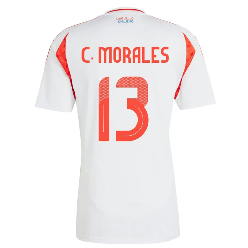 Danxen Męski Chile Cristián Morales #13 Biały Wyjazdowa Koszulka 24-26 Koszulki Klubowe