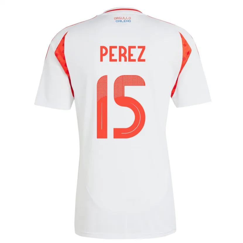 Danxen Męski Chile Ignacio Pérez #15 Biały Wyjazdowa Koszulka 24-26 Koszulki Klubowe