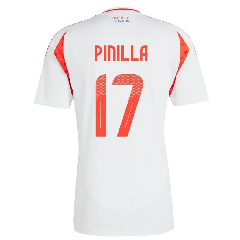 Danxen Męski Chile Fernanda Pinilla #17 Biały Wyjazdowa Koszulka 24-26 Koszulki Klubowe