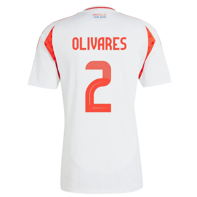 Danxen Męski Chile Michelle Olivares #2 Biały Wyjazdowa Koszulka 24-26 Koszulki Klubowe