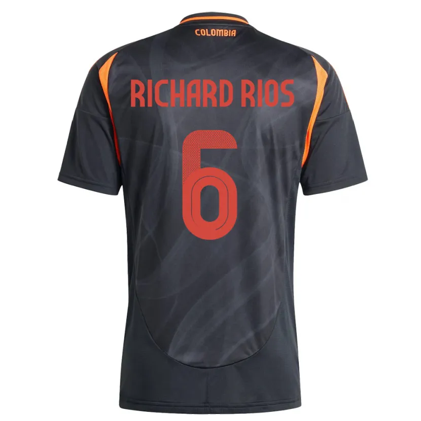 Danxen Męski Kolumbia Richard Ríos #6 Czarny Wyjazdowa Koszulka 24-26 Koszulki Klubowe