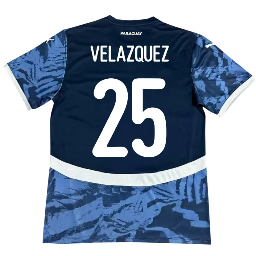 Danxen Męski Paragwaj Gustavo Velázquez #25 Niebieski Wyjazdowa Koszulka 24-26 Koszulki Klubowe