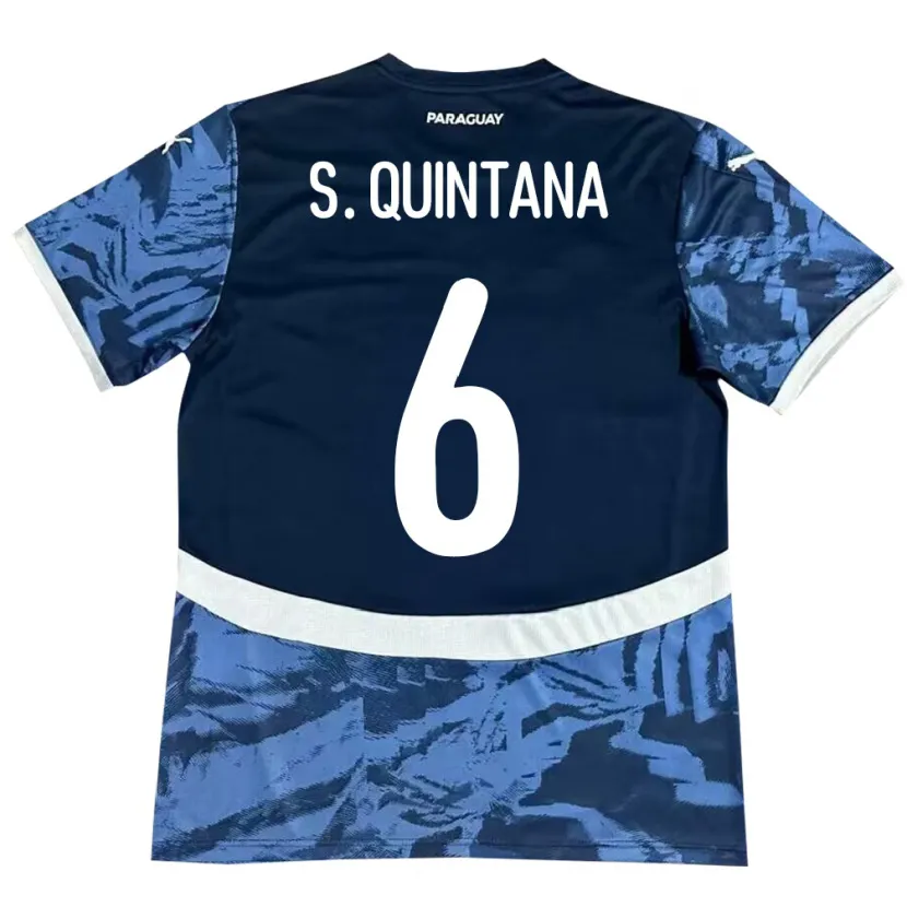 Danxen Męski Paragwaj Sebastián Quintana #6 Niebieski Wyjazdowa Koszulka 24-26 Koszulki Klubowe
