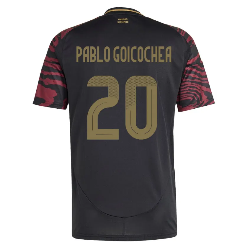 Danxen Męski Peru Juan Pablo Goicochea #20 Czarny Wyjazdowa Koszulka 24-26 Koszulki Klubowe