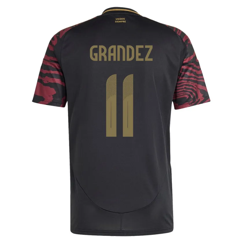 Danxen Męski Peru Guillermo Grández #11 Czarny Wyjazdowa Koszulka 24-26 Koszulki Klubowe