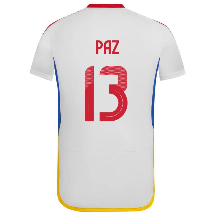 Danxen Męski Wenezuela Jesús Paz #13 Biały Wyjazdowa Koszulka 24-26 Koszulki Klubowe