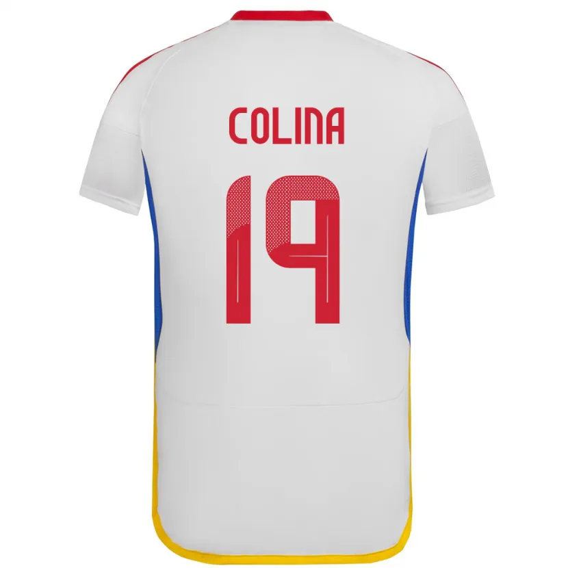 Danxen Męski Wenezuela Junior Colina #19 Biały Wyjazdowa Koszulka 24-26 Koszulki Klubowe