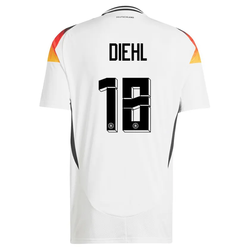 Danxen Kobiety Niemcy Justin Diehl #18 Biały Domowa Koszulka 24-26 Koszulki Klubowe