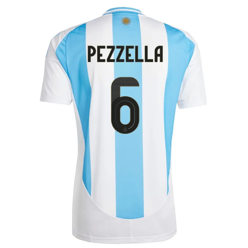 Danxen Kobiety Argentyna German Pezzella #6 Biało Niebieski Domowa Koszulka 24-26 Koszulki Klubowe