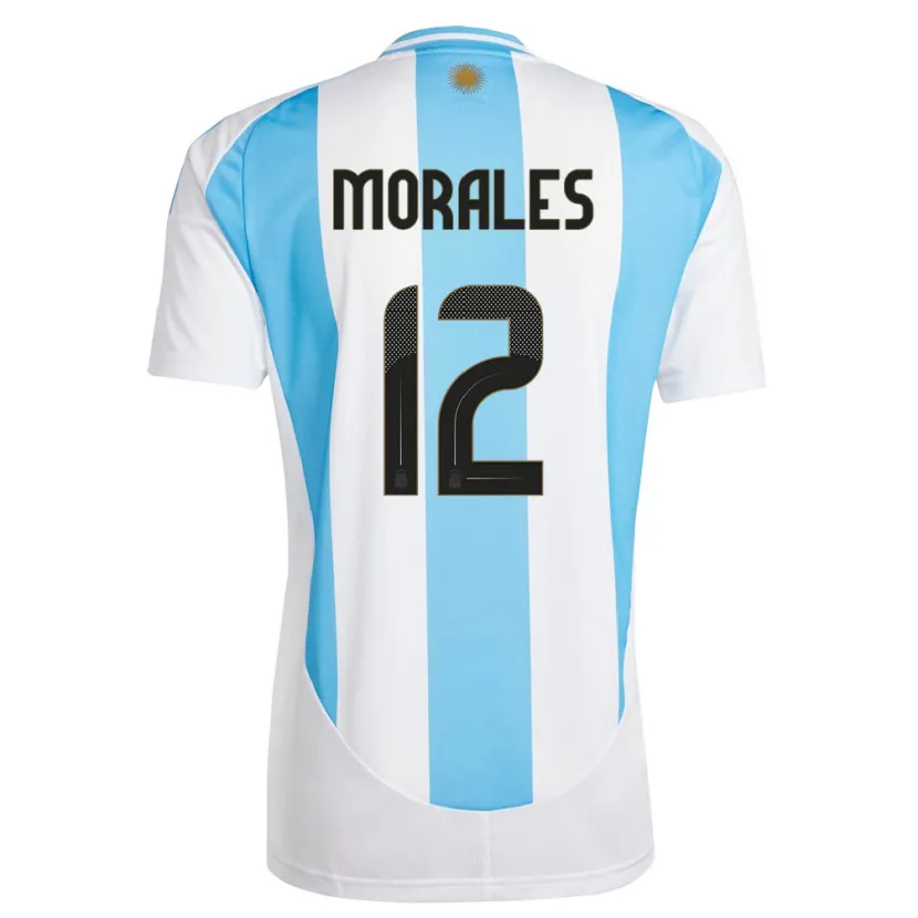 Danxen Kobiety Argentyna Lautaro Morales #12 Biało Niebieski Domowa Koszulka 24-26 Koszulki Klubowe