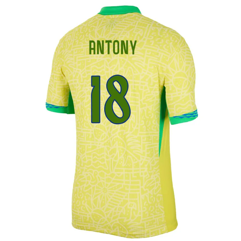 Danxen Kobiety Brazylia Antony #18 Żółty Domowa Koszulka 24-26 Koszulki Klubowe