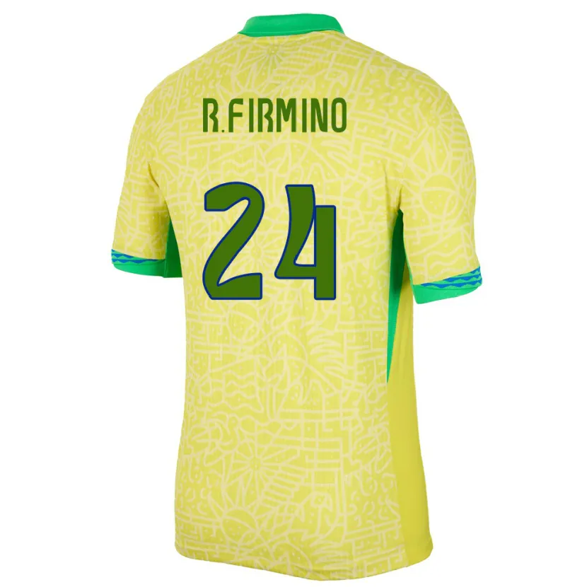Danxen Kobiety Brazylia Roberto Firmino #24 Żółty Domowa Koszulka 24-26 Koszulki Klubowe