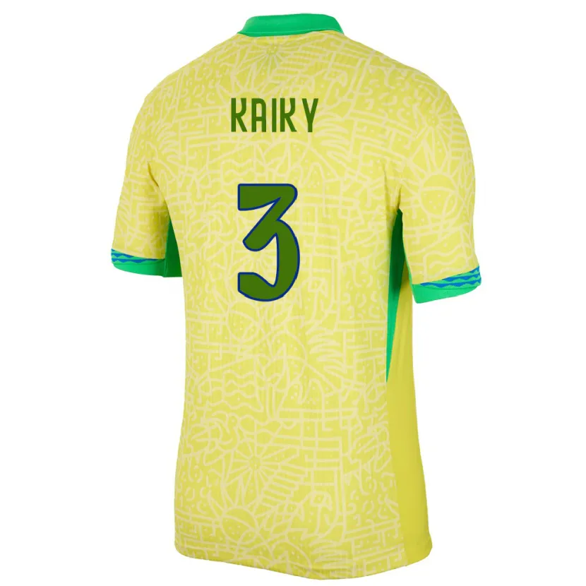 Danxen Kobiety Brazylia Kaiky #3 Żółty Domowa Koszulka 24-26 Koszulki Klubowe
